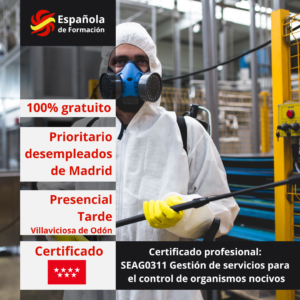 Certificado profesional SEAG0311 Gestión de servicios para el control de organismos nocivos Certificado profesional SEAG0311 Gestión de servicios para el control de organismos nocivos